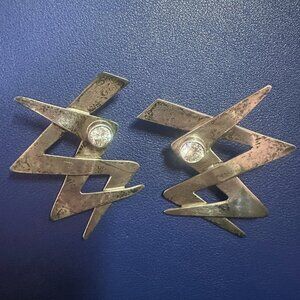 40g Vintage Taxco Mexico .925 Sterling Silver Star Earrings CZ - Wow Factor